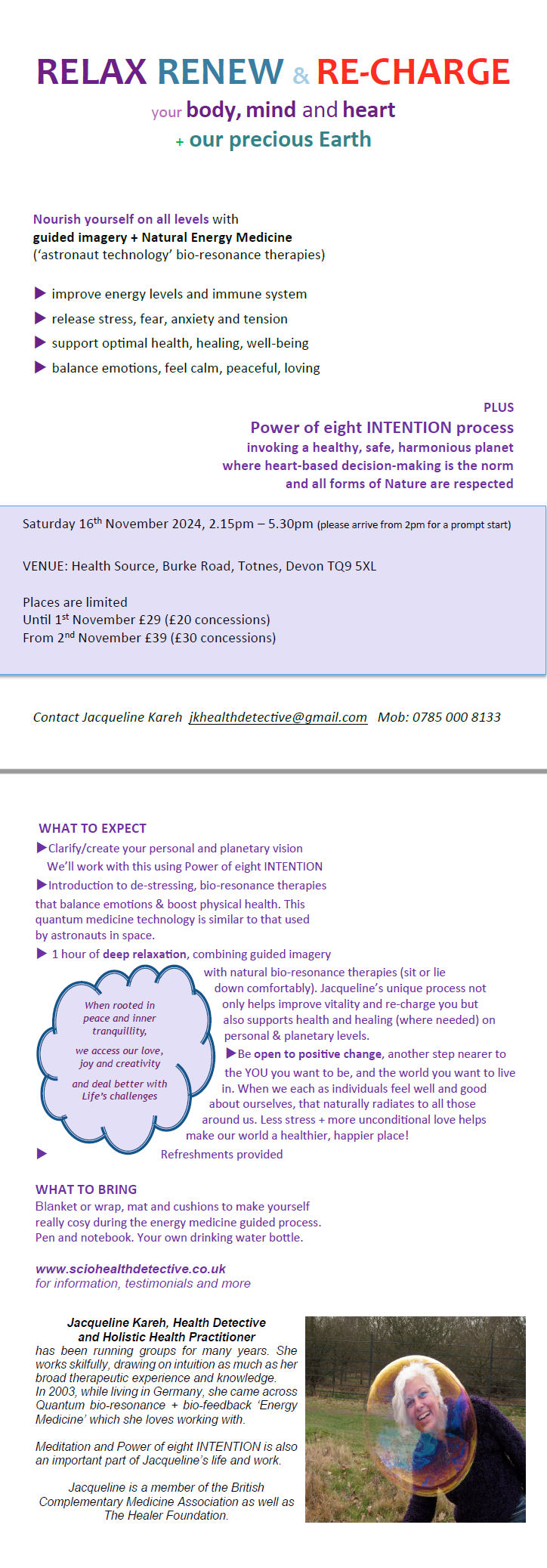 Relax Renew & Re-Charge with Jacqueline Kareh Relax Renew & Re-Charge with Jacqueline Kareh